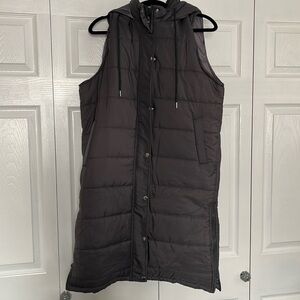Women’s long puffer vest ~ gray ~ women’s large